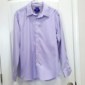 EGARA, Mens long sleeve,  no iron,purple Shirt, Size Large